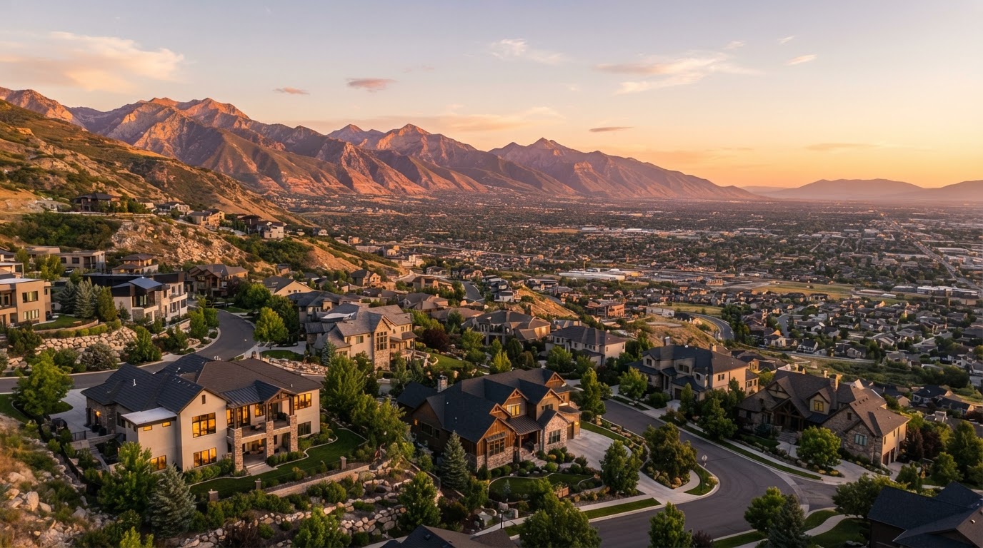 Local architecture and landscaping in Layton, UT