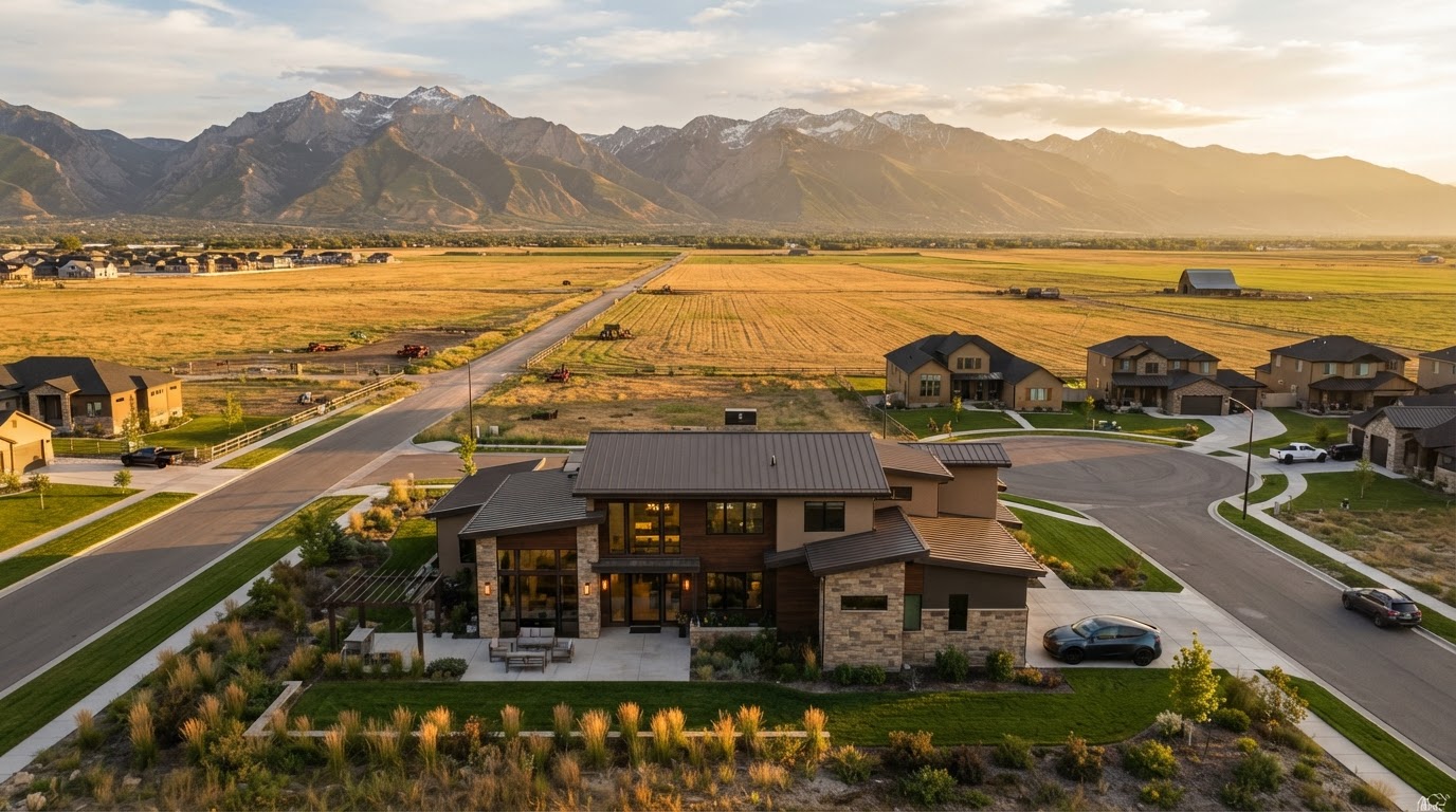 Local architecture and landscaping in West Haven, UT