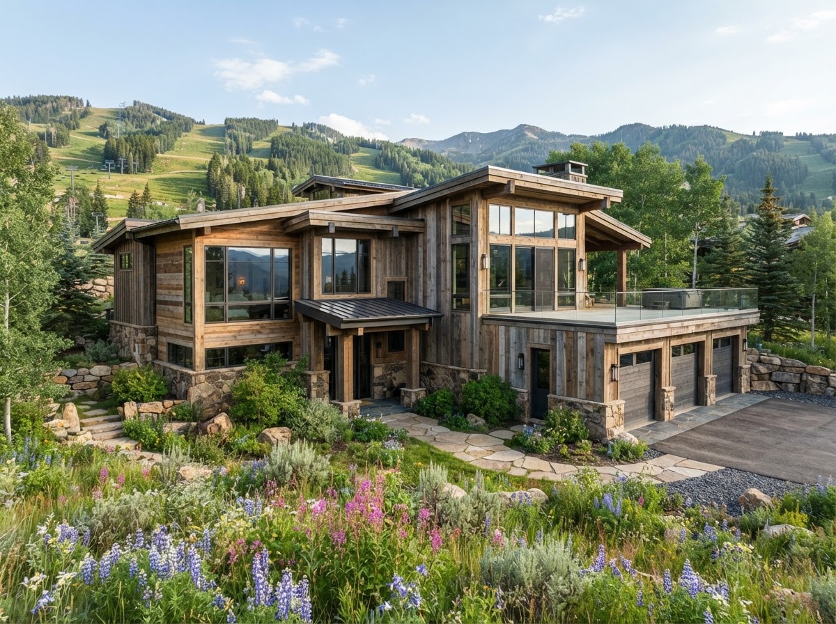 Local architecture and landscaping in Park City, UT