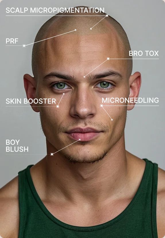 Original Pigment Lab for him portrait with treatment names, stars and connecting lines