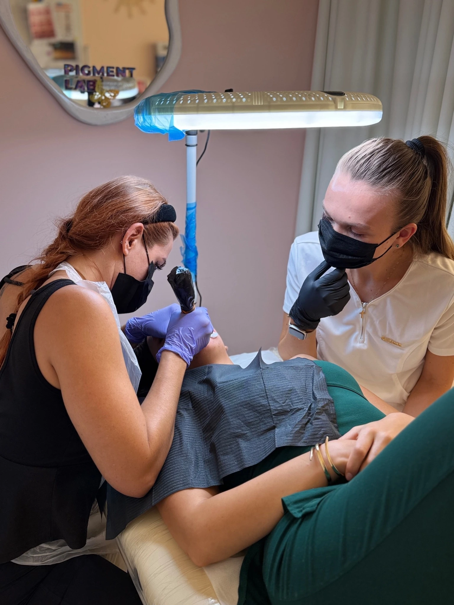 Permanent makeup treatment in progress at Pigment Lab