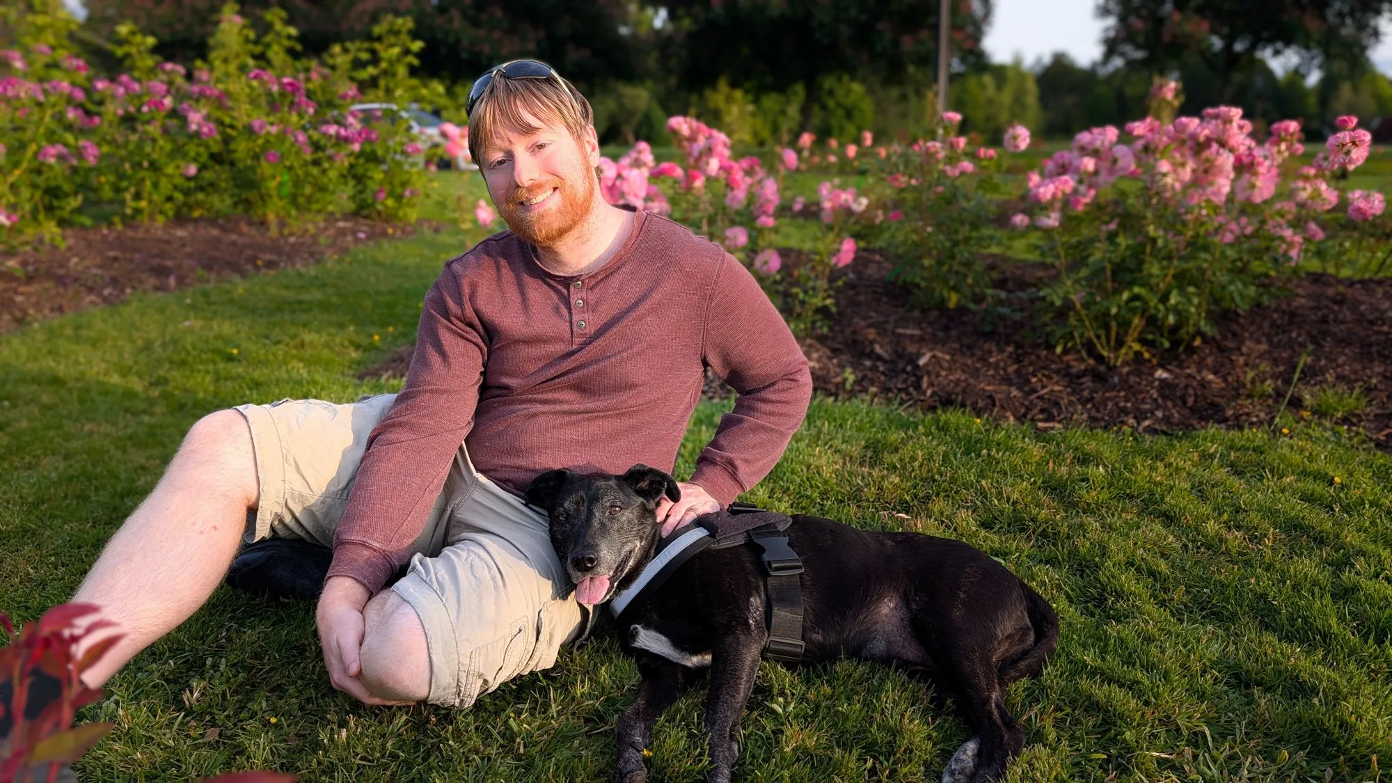 Garrett with his dog at Bush's Pasture Park in Salem