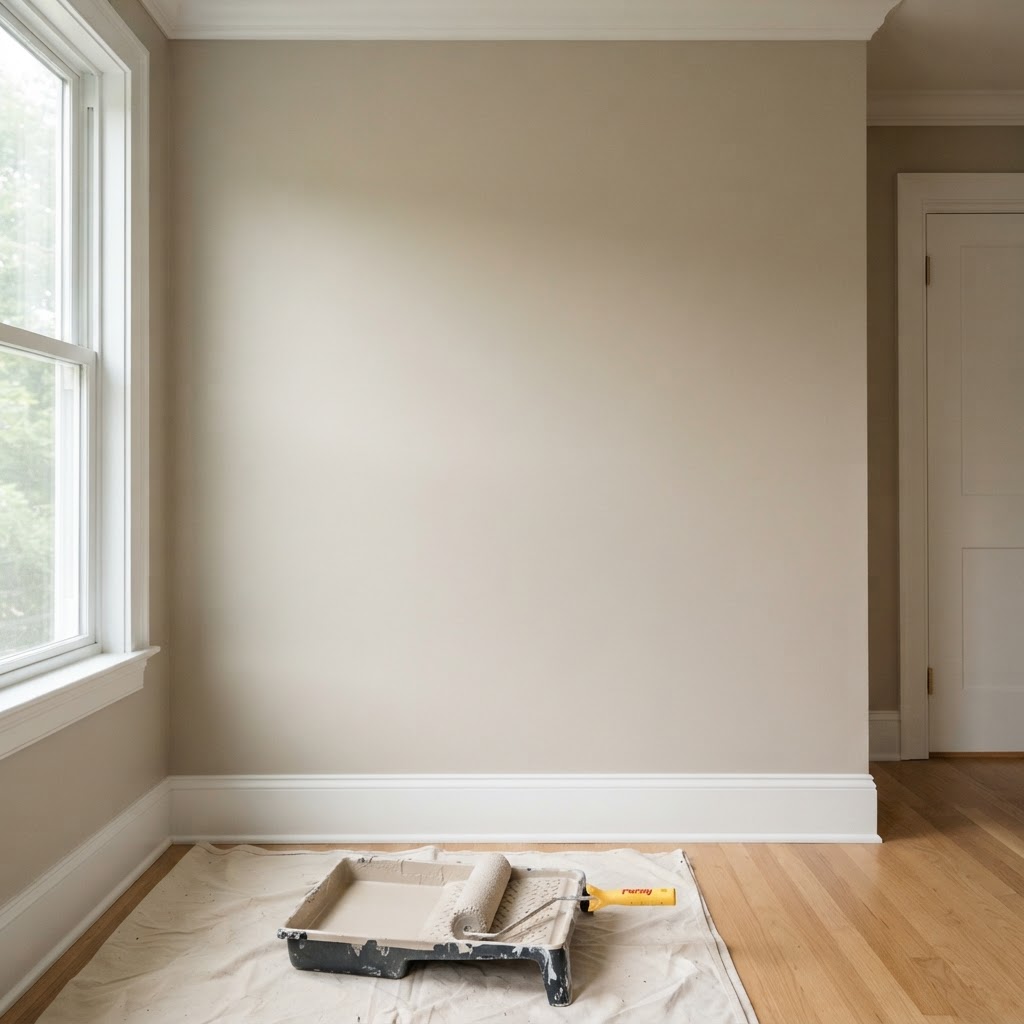 Freshly painted interior wall with smooth even coverage by Painting-101 Property Renovation