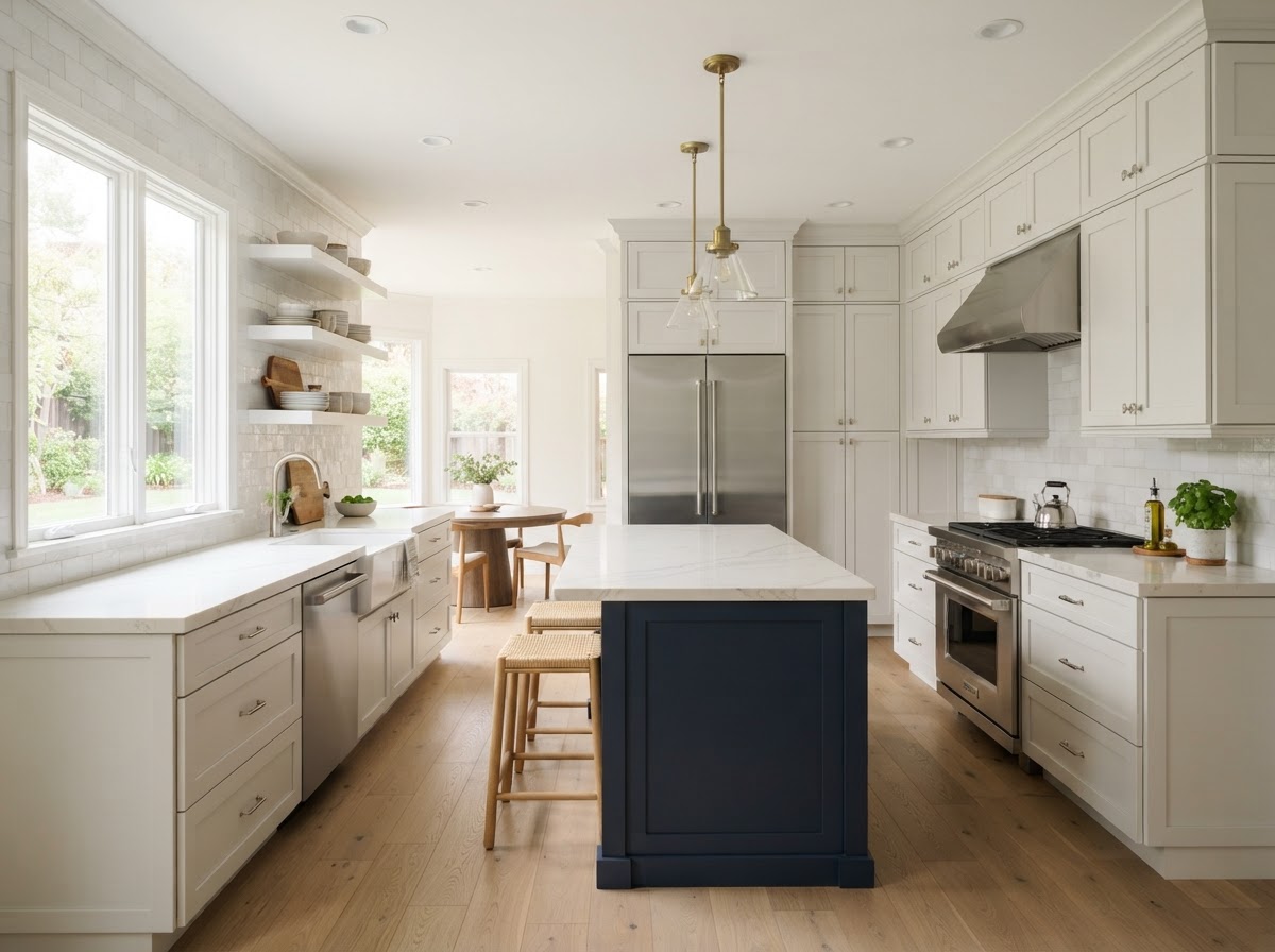 Finished kitchen remodel with new cabinetry and tile backsplash by Painting-101 Property Renovation