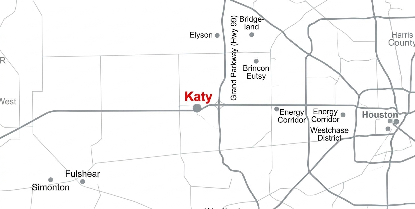 Map of Katy, Texas and Greater Houston service area