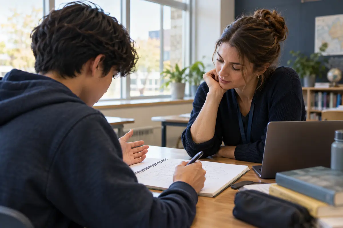An academic coach observing a student explain their current understanding