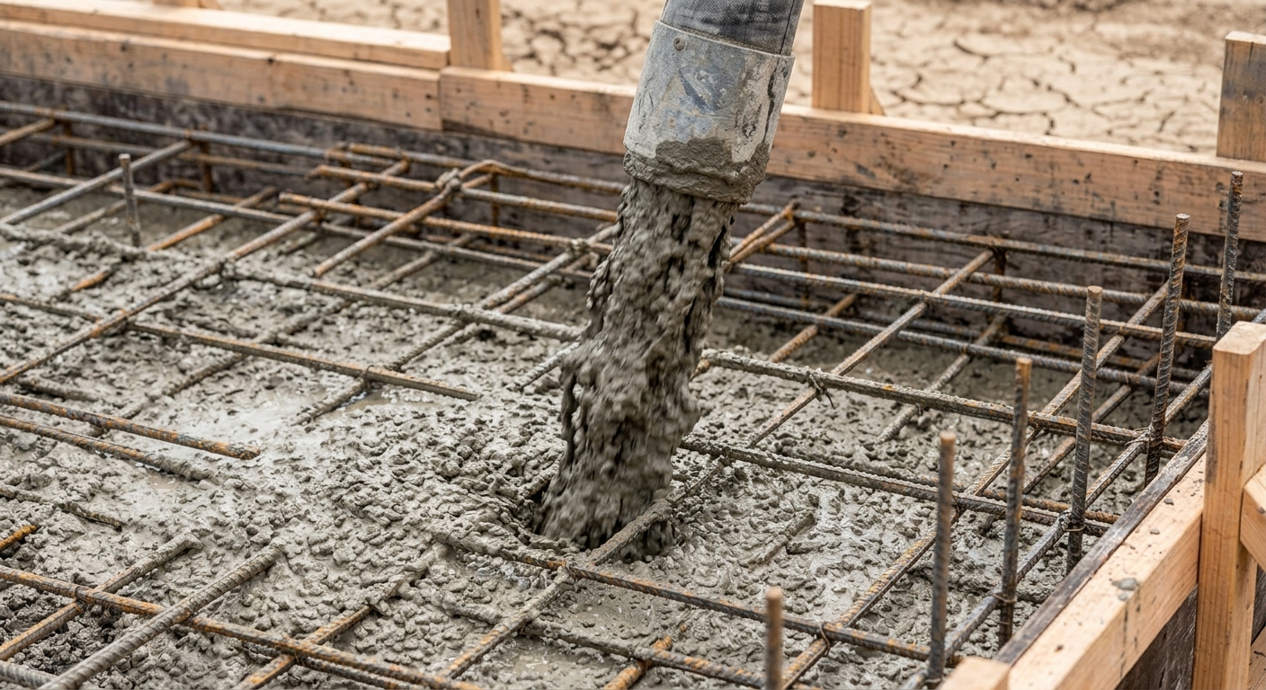 B&R Concrete pouring and leveling a concrete slab in West Texas
