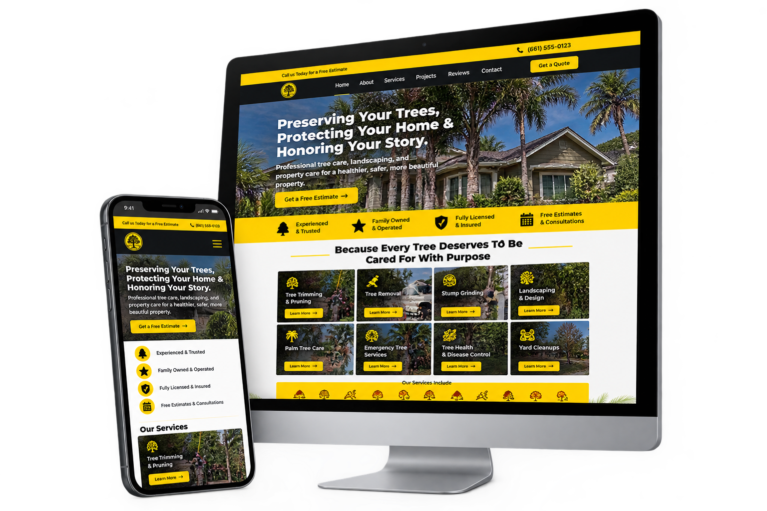 High-converting tree care website built by TMG with direct-response funnels