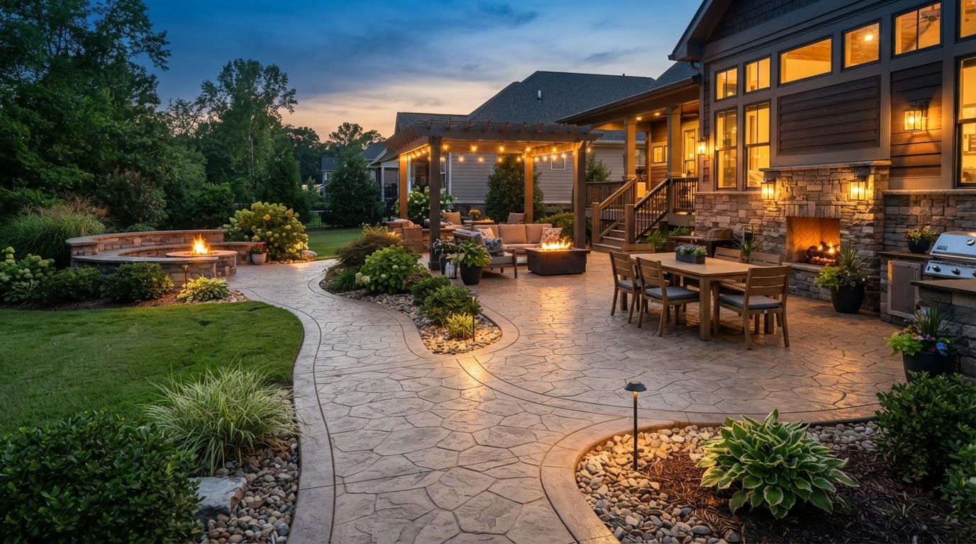 stamped concrete patio completed by Carolina Specialist Concrete LLC in Greer SC