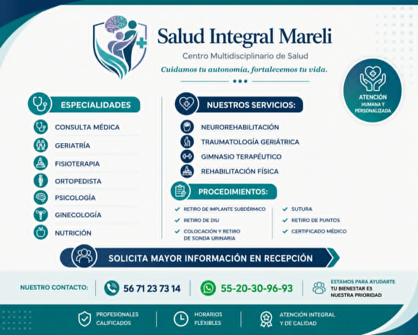 Banner informativo oficial de Salud Integral Mareli