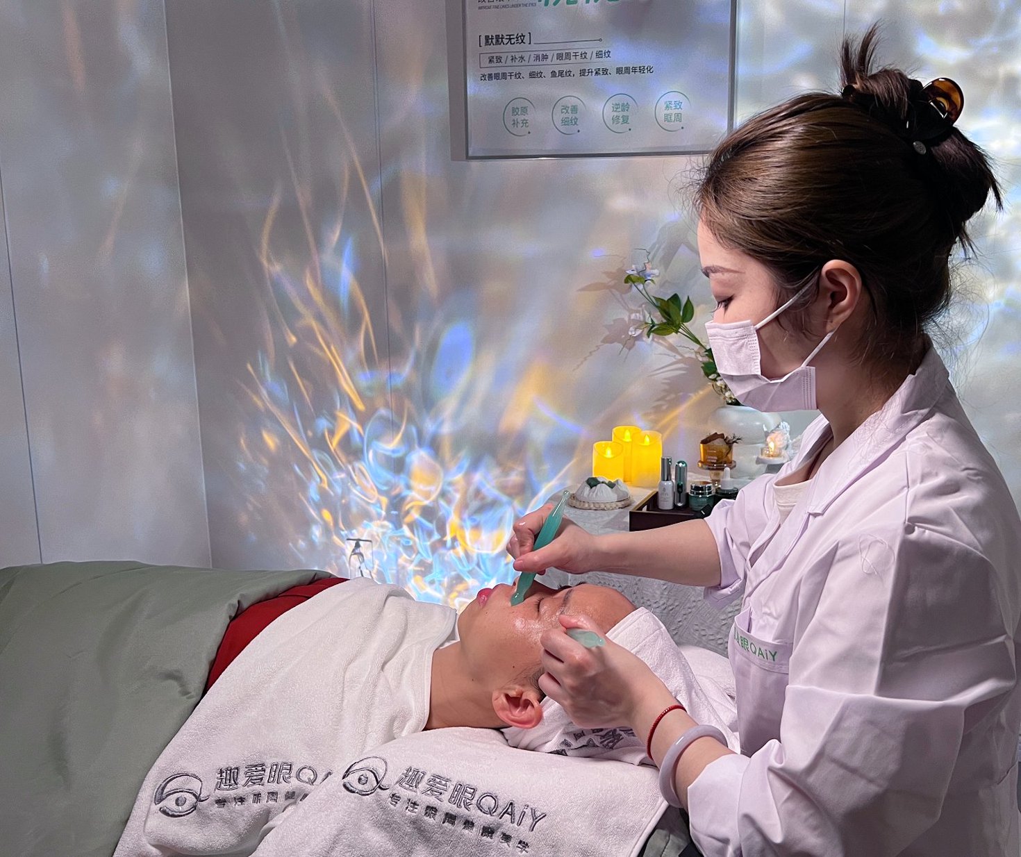 Learning about the Eye Mist Spa experience in a soothing spa setting