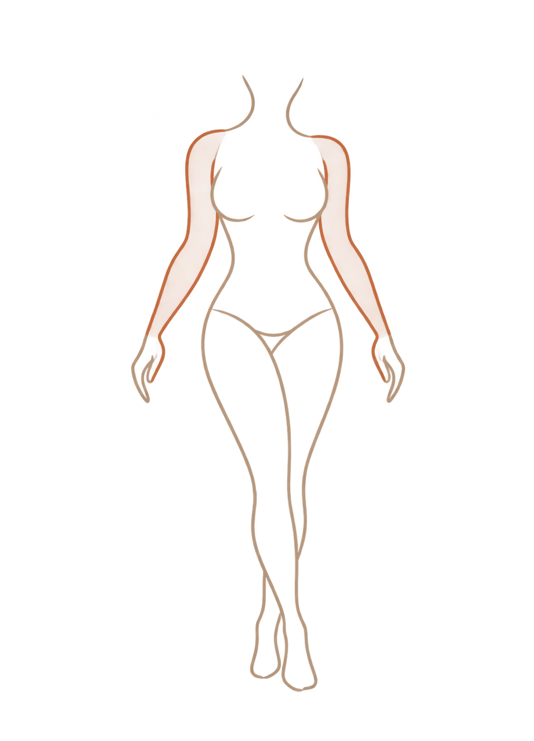 Line art figure with the arms highlighted