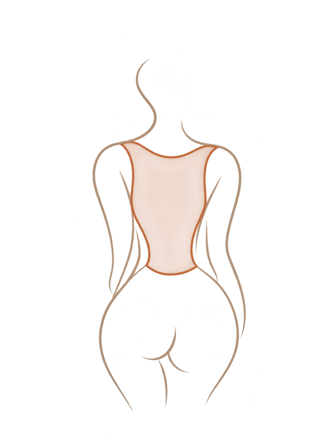 Line art figure with the back highlighted