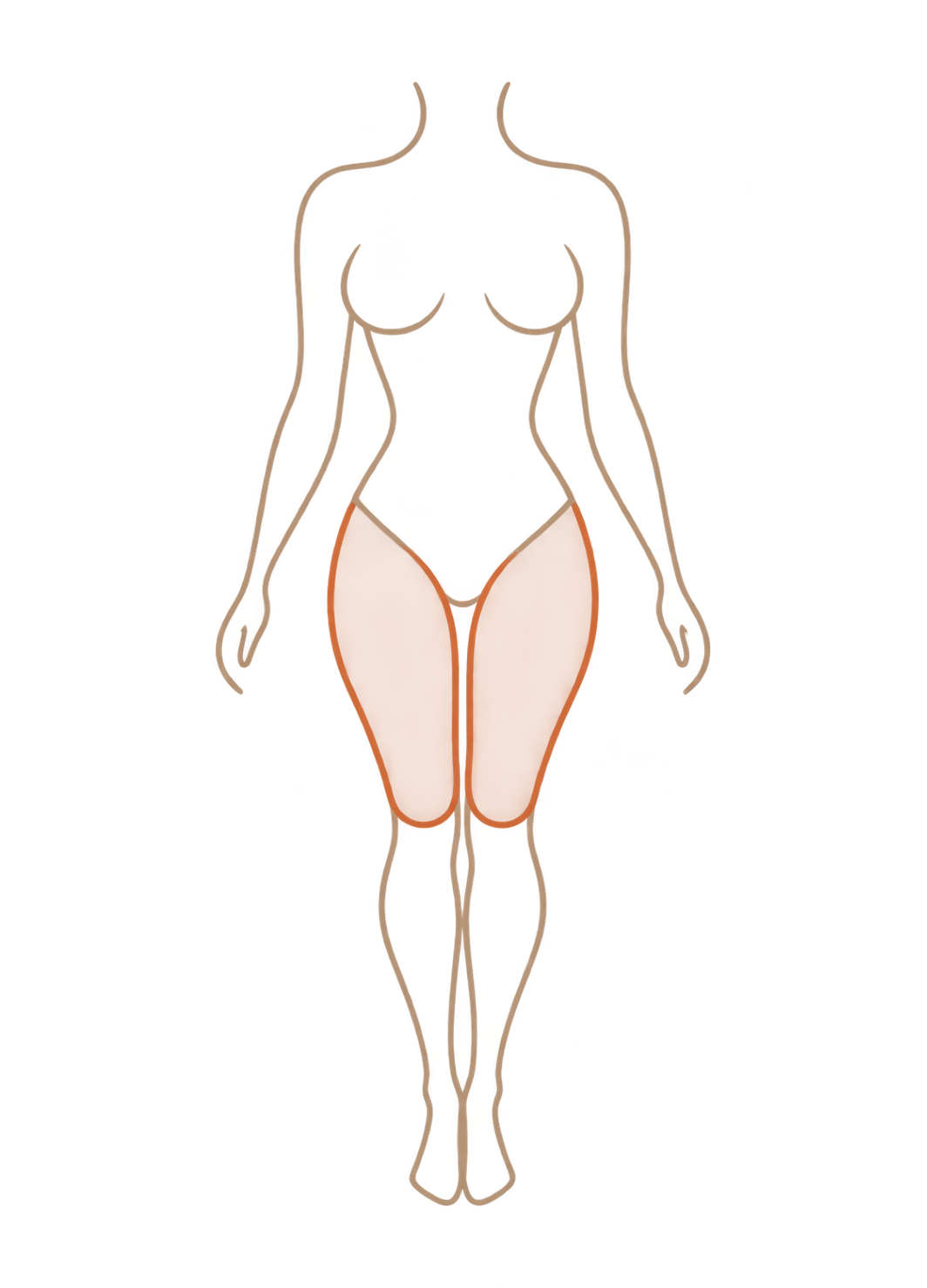 Line art figure with the thighs highlighted