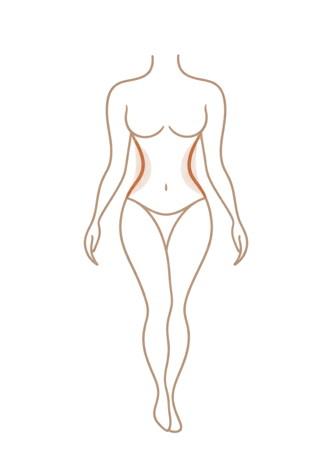 Line art figure with the waist highlighted