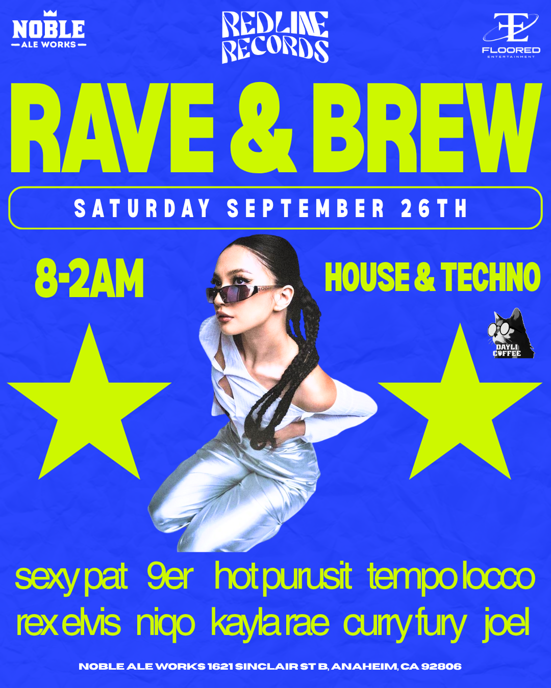 Rave & Brew presented by Redline Records at Noble Ale Works, Anaheim CA — Saturday September 26th featuring Curry Fury, Hot Pursuit, and more