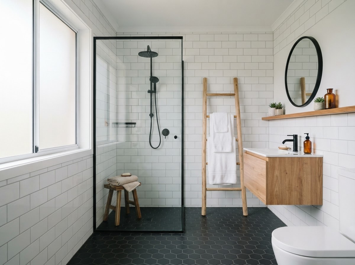White subway tile bathroom design