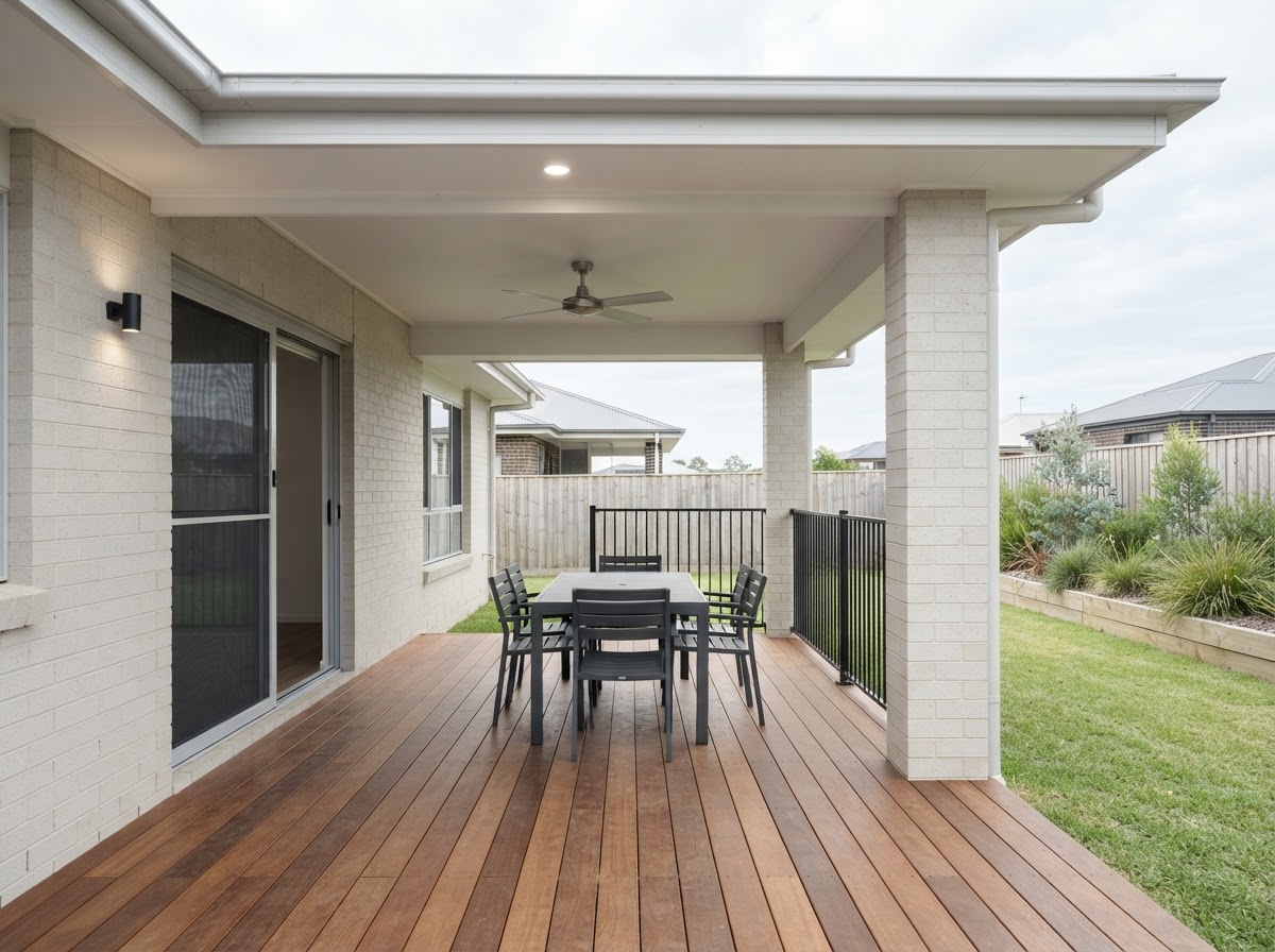 What Sets Our Decking Apart in Canberra - Covered alfresco deck area with a simple outdoor setting