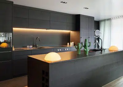 Minimalist dark luxury kitchen island design
