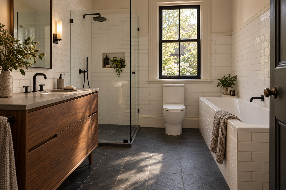 Spacious modern bathroom renovation design