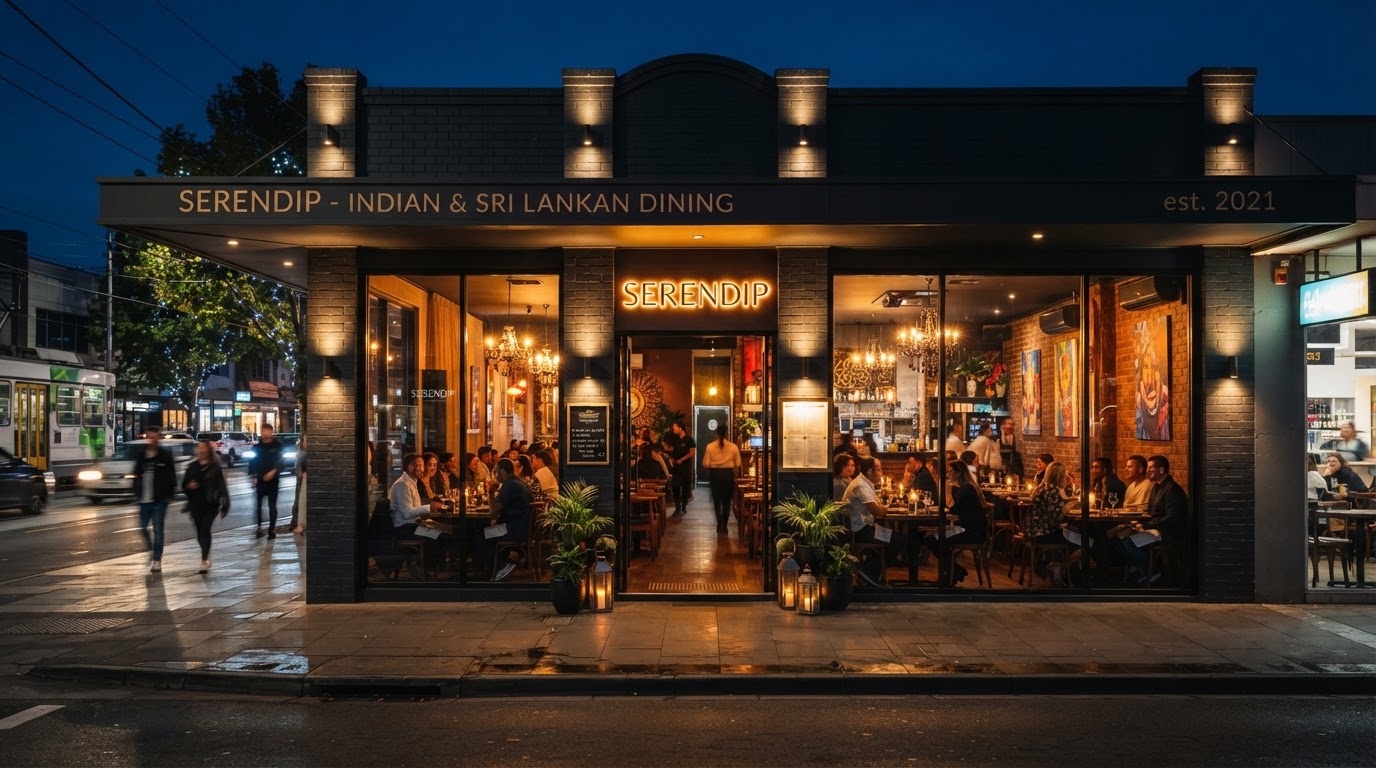 Waadiya restaurant glowing in the evening