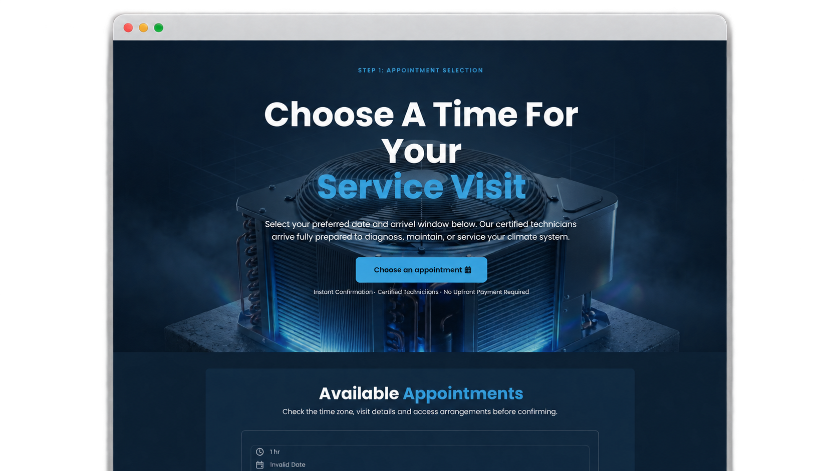 Service Visit Booking Funnel