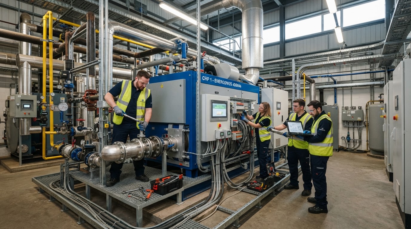 CHP Installation Belfast & Northern Ireland — illustrative engineering image for social media post