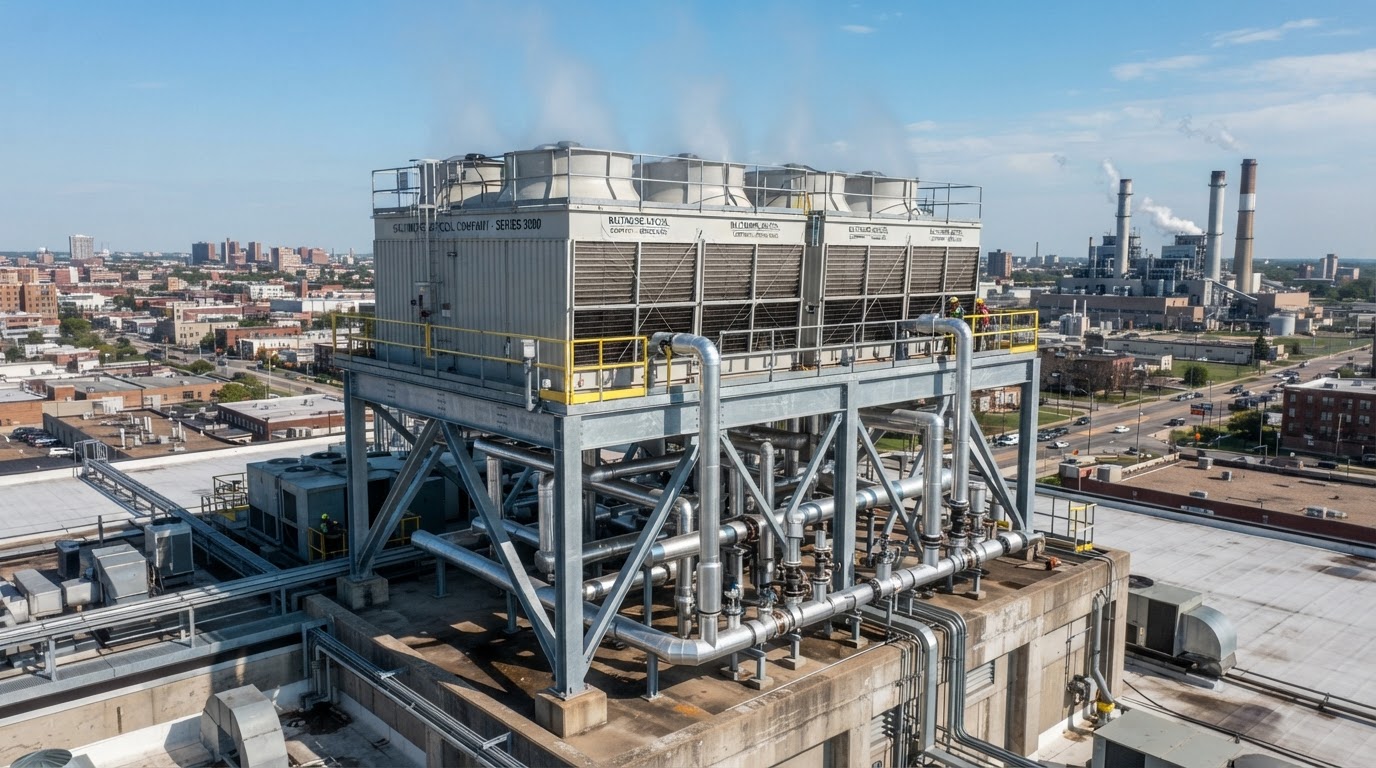 Cooling Tower Installation Belfast & Northern Ireland — illustrative engineering image for social media post