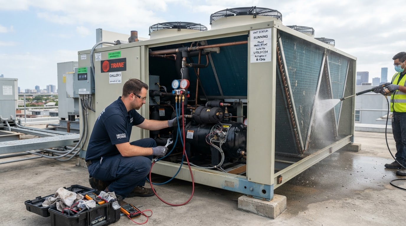 Chiller Maintenance Belfast & Northern Ireland — illustrative engineering image for social media post