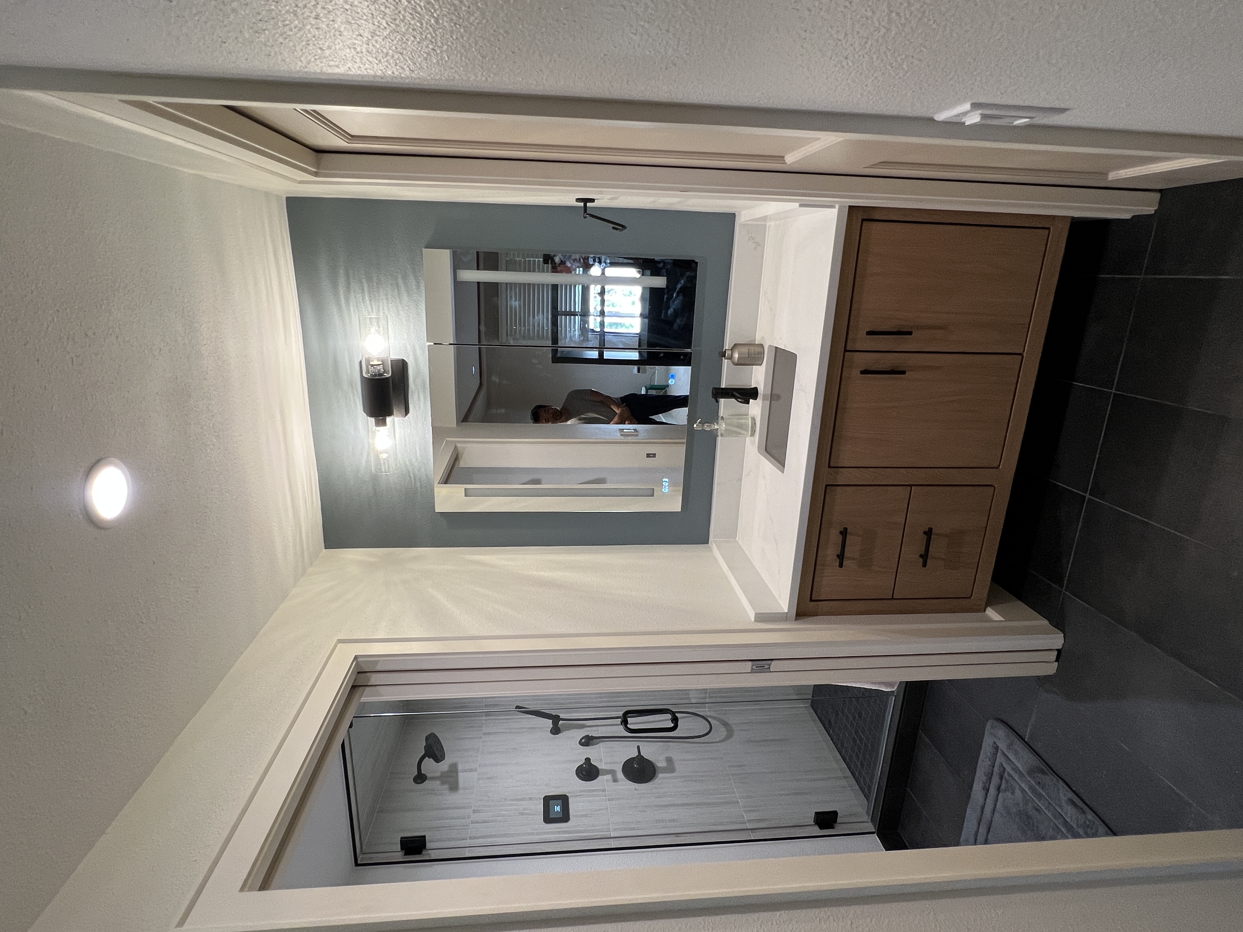 Custom Vanity Suite with Walk-In Tile Shower