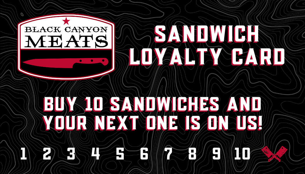 Black Canyon Meats sandwich punch loyalty card design by Longshot Branding
