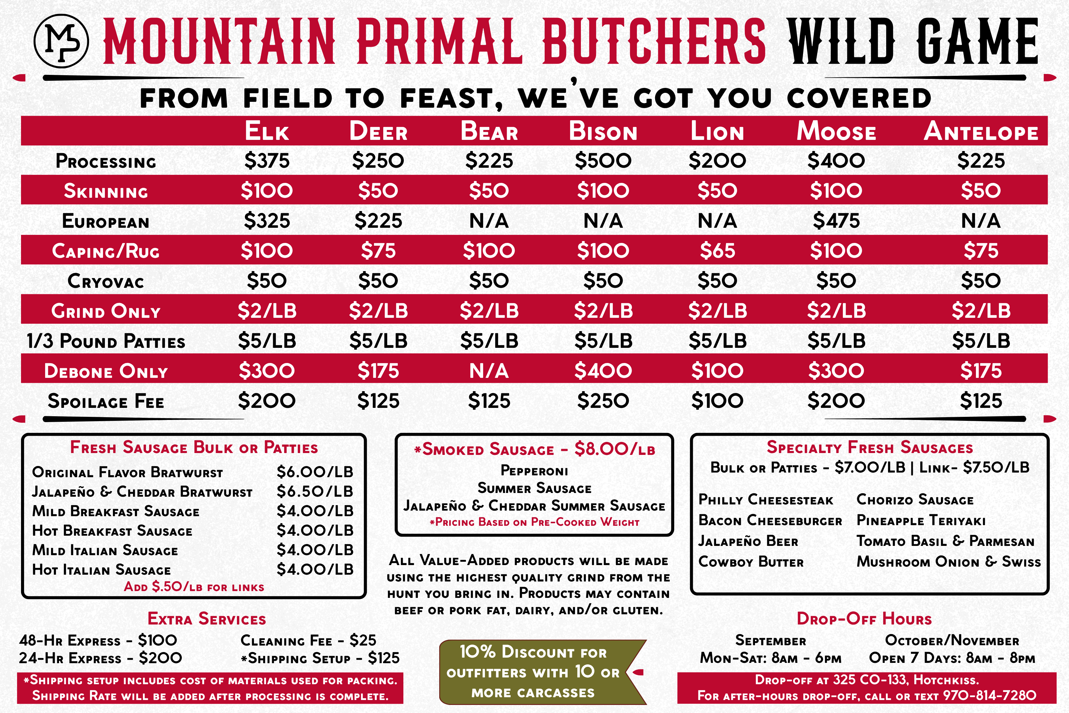 Mountain Primal Butchers Wild Game processing poster design by Longshot Branding