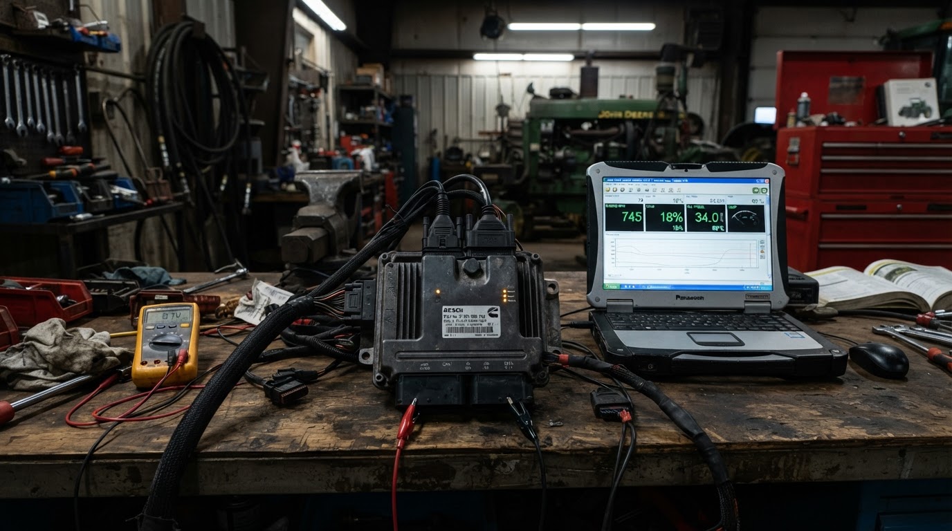Reprogramación y potenciación de maquinaria agrícola en el taller diésel de Diesel Campoy en Tandil