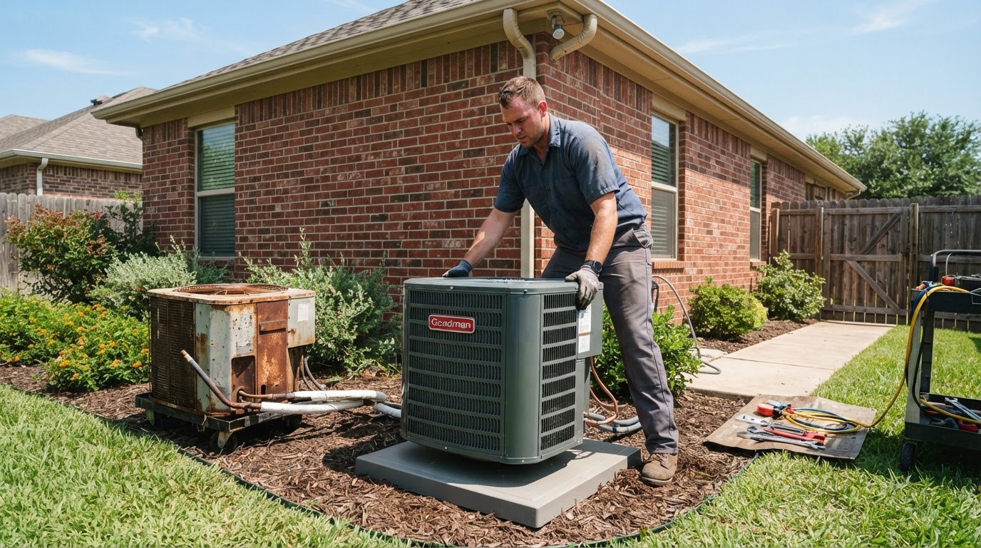 HVAC equipment replacement at a residential property in Prosper, TX
