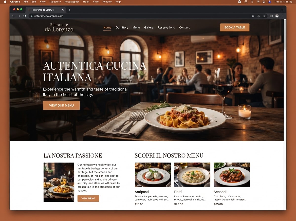 Esempio di sito web per Trattoria Tipica
