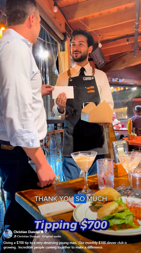 100 Club surprise tip presentation at an everyday restaurant in St. George