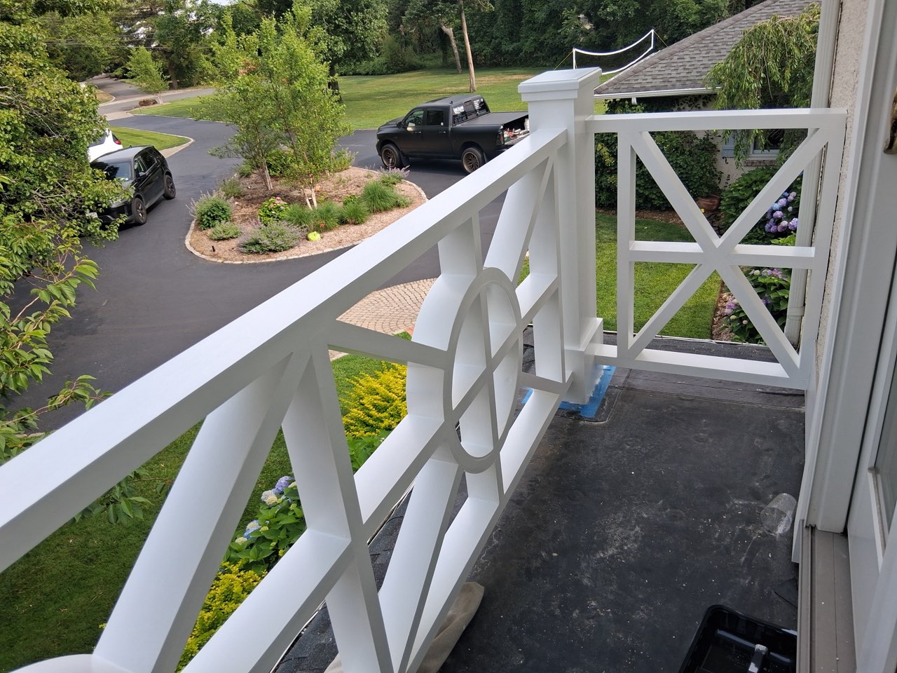 Second-Story Balcony Overview — Complete Finished Railing