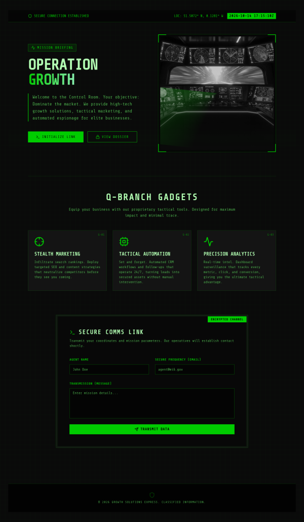 Screenshot of the Growth Solutions Express website — Direct-Response Marketing