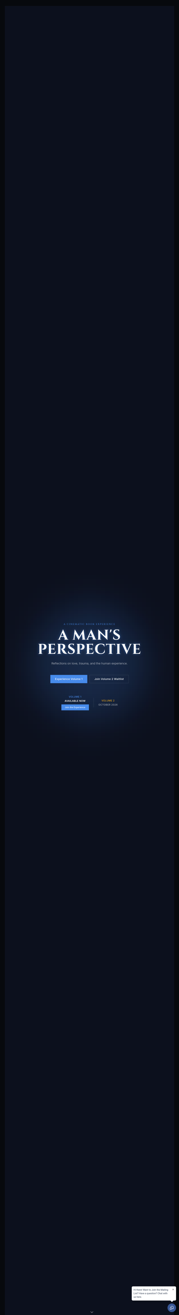 Screenshot of the A Man's Perspective website — Cinematic Book Experience