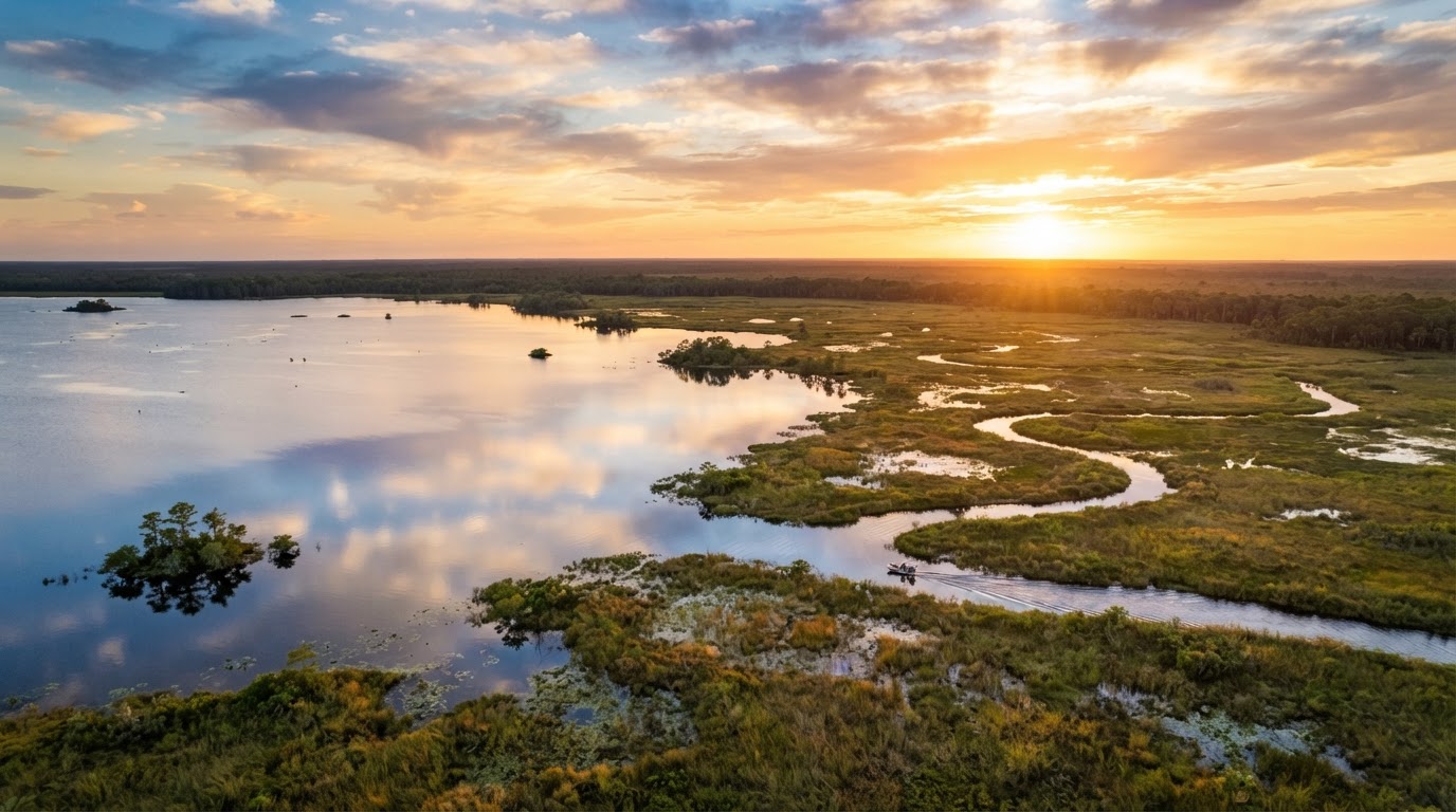 Regional Glades landscape, lake and sawgrass marsh
