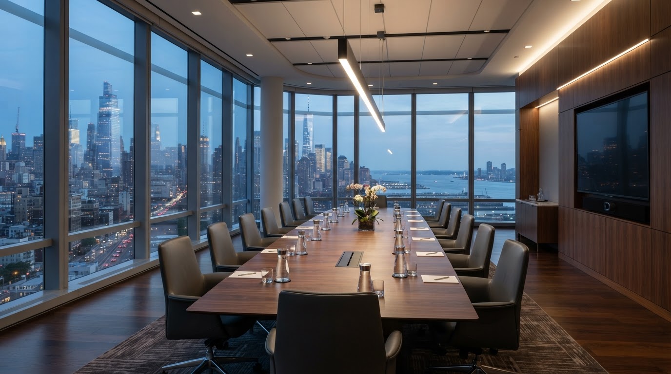 Premium modern boardroom or executive strategy room