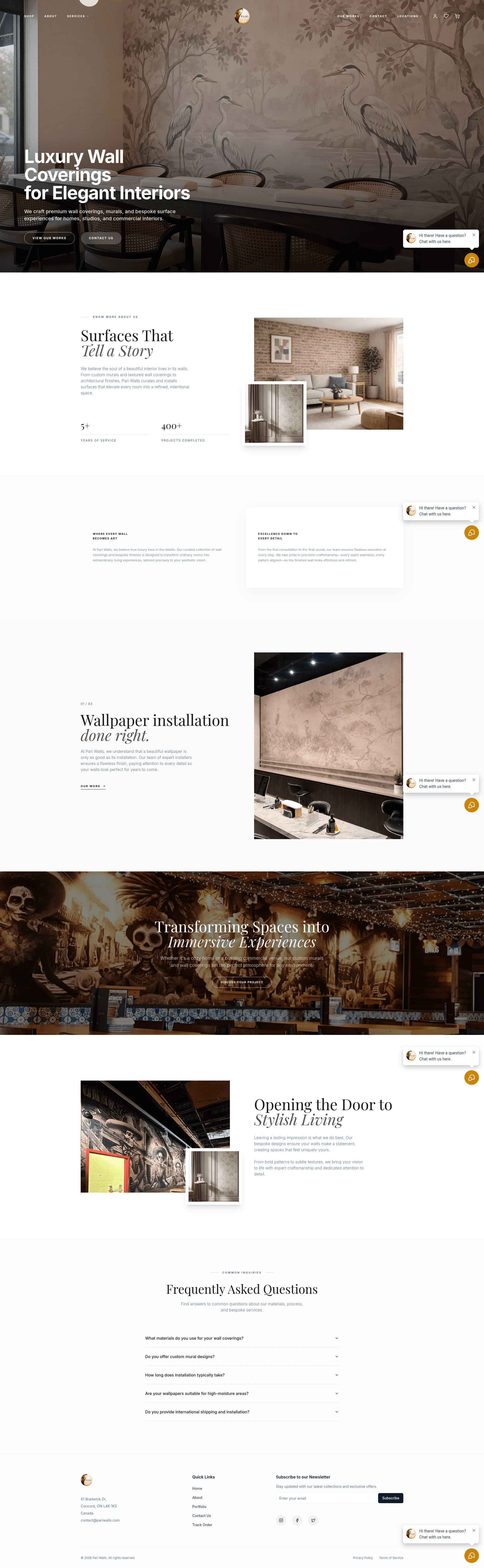 Pari Wall live website homepage