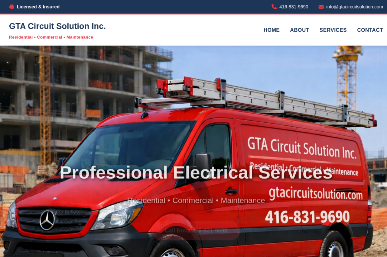 GTA Circuit Solution live website homepage