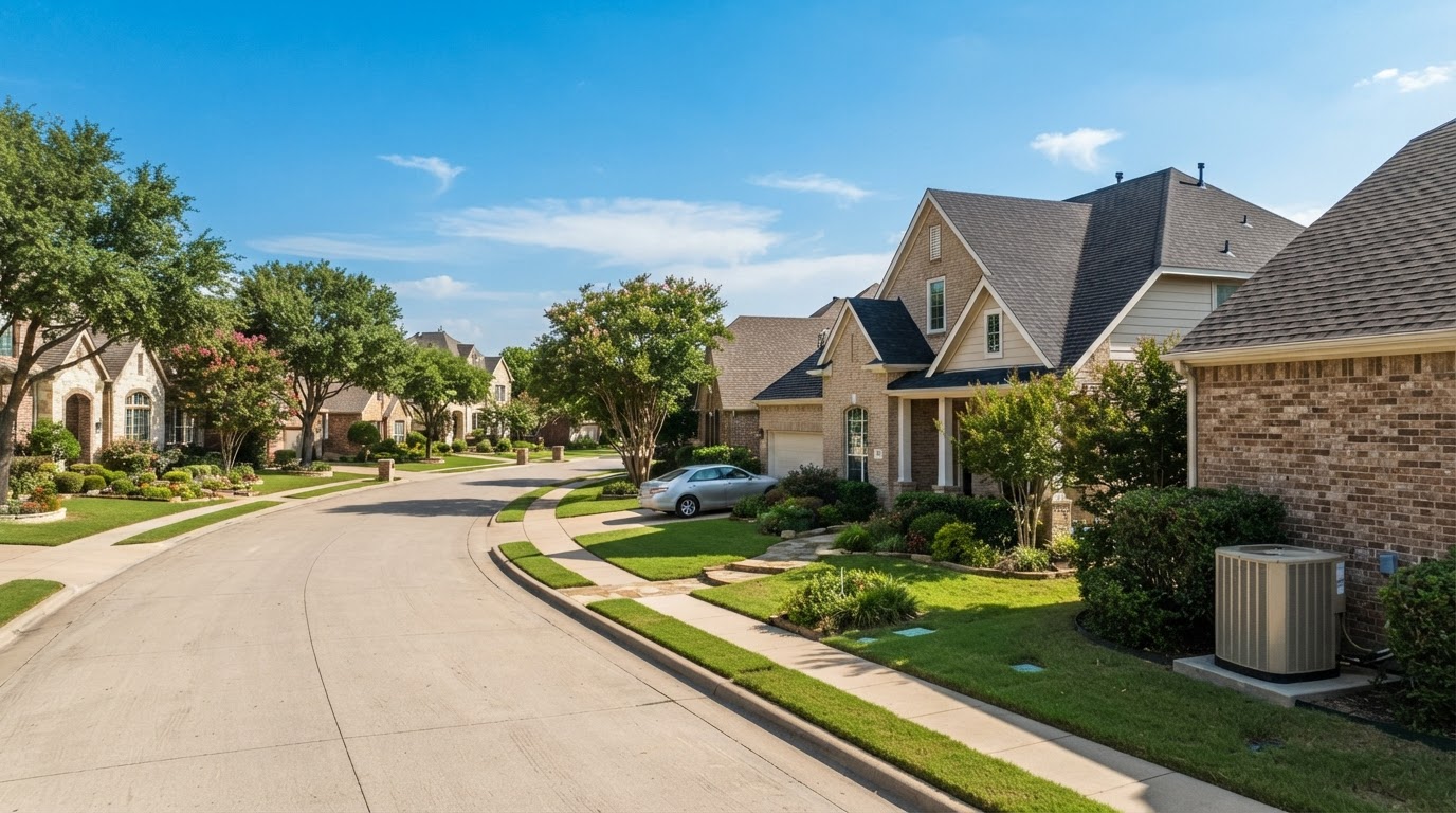 Residential streetscape in Allen, TX