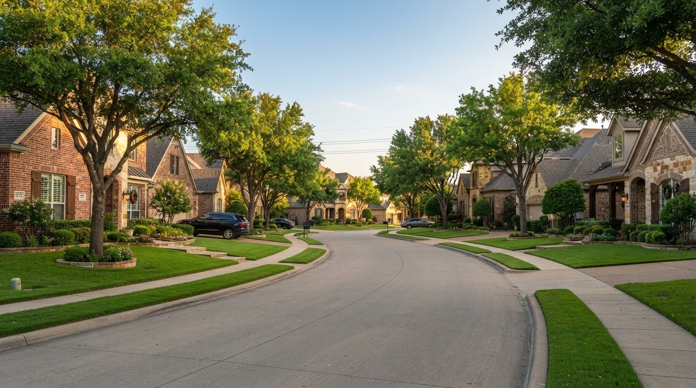 Residential streetscape in McKinney, TX