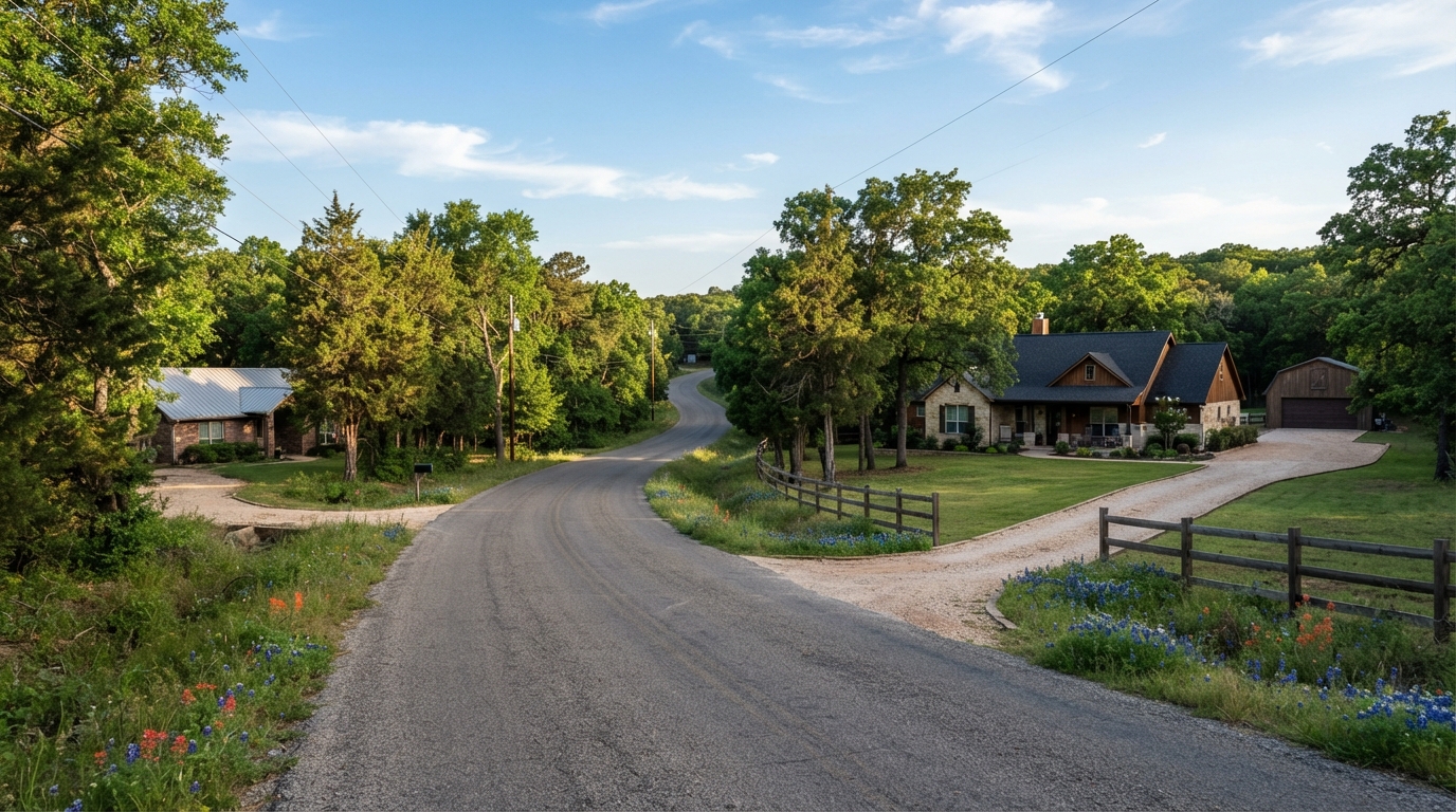 Residential streetscape in Lucas, TX