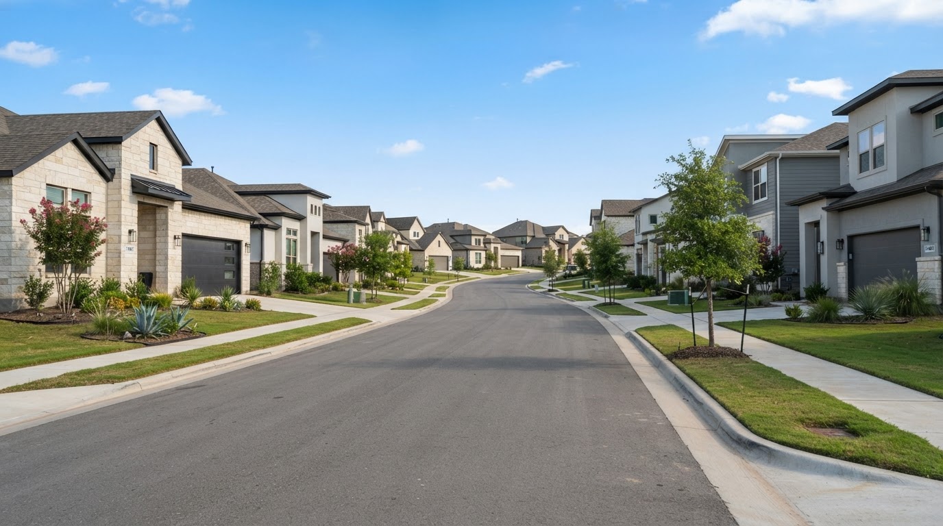 Residential streetscape in Frisco, TX
