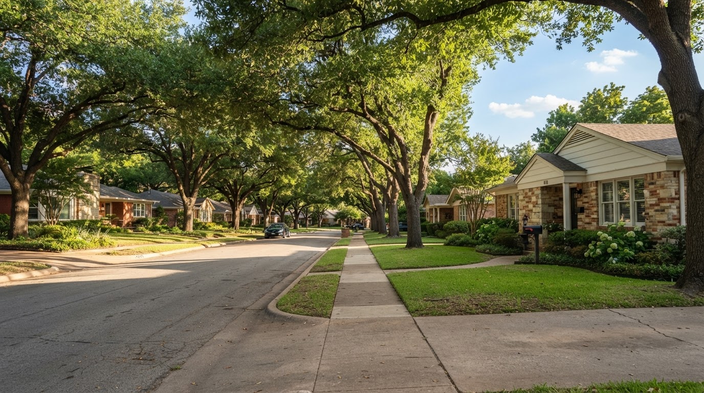 Residential streetscape in Richardson, TX
