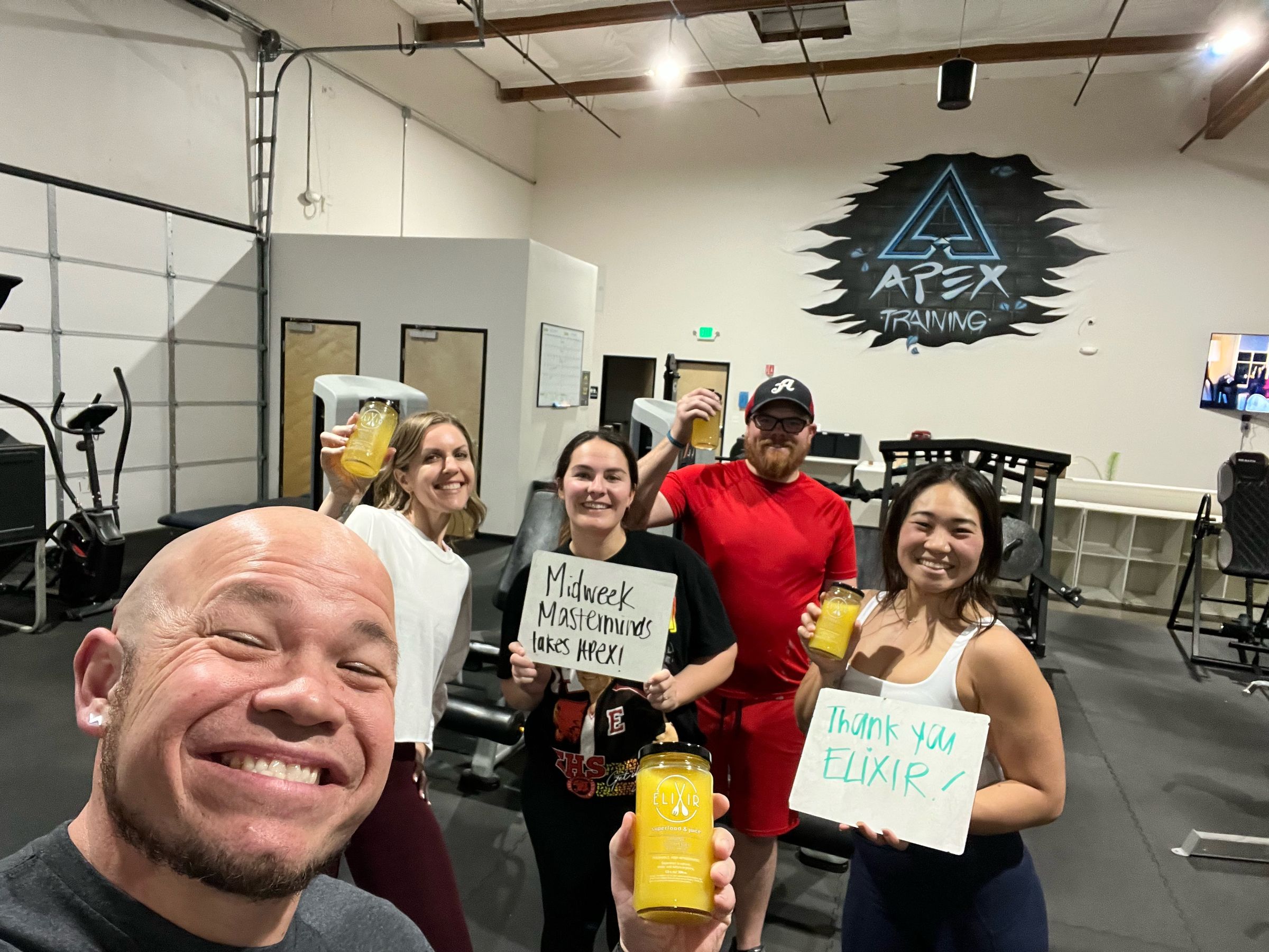 Chapter members supporting each other during a chapter member fitness event and local business celebration