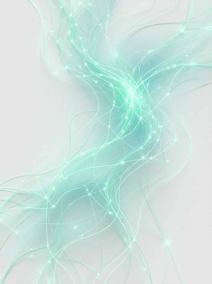 Abstract AI neural network visualization in mint green